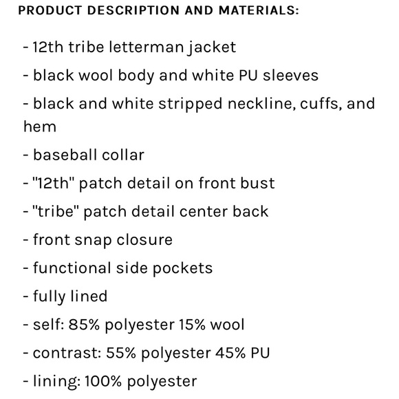 NWOT 🌟12th Tribe Letterman Jacket - Picture 12 of 13